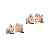 Cabilock 2 Sätze Weihnachtsbeleuchtung Aus Holz Weihnachtsdekore Baum Christmas Decorations Table Weihnachtsdeko Schreibtisch Leuchtende Blockhütten Festival-szenenschmuck Khaki 2 Stück * 2