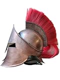 Replik eines griechischen korinthischen Helms | Spartanische Rüstung mit Federbusch | Tragbarer Helm mit antikem Bronze-Finish for Nachstellung und Ausstellung(A)