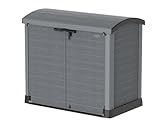 Duramax Cedargrain StoreAway 1200L Gartenhaus aus Kunststoff / Bogendeckel, Mülltonnenbox, Gartenhaus, solide Konstruktion, ideal für Werkzeuge, BBQs und 2x 240L Mülltonnen, 145x85x125 cm, Grau