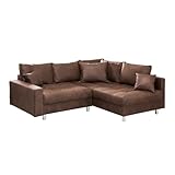 Riess Ambiente Ecksofa Kent 220cm braun Federkern inkl. Hocker und Kissen Sofa Couch Ottomane beidseitig aufbaubar