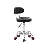 Alightup Bürohocker mit Rollen, professionell, mit Rückenlehne, 360° drehbar, höhenverstellbar, für Massagesalon, Küche, Büro, Klinik, Pub, Nähen, Maler, Klavier, Schwarz