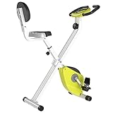 HOMCOM Klappbarer Heimtrainer Fitnessrad Heimtrainer 8 Widerstandsstufen magnetisch mit Rückenlehne verstellbarer Sattel LCD-Bildschirm Multifunktionssensor Herzfrequenz gelb