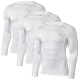 Runhit Kompressions-Shirts für Herren, langärmelig, kühl, trocken, athletisch, Workout, Angeln, Sonnenhemden, Sport, Thermostrumpfhose, (3er-Pack) Weiß/Weiß/Weiß, 3X-Groß