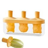 Ice Pop Mold, 3 Mulden Cat Shape Silikon Mold, Leak Proof Wiederverwendbare Dessertform, Fun Treat Maker für Cream, Jogurt, Schokolade, Kuchen und Obst Snacks, 22 x 11 x 6 cm