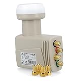 [ Test SEHR GUT *] Triax TQT 400 Gold Quattro digital 4K LNB, nur für Multischalter Multiswitch geeignet, kein Direktanschluss möglich, Satellitenschüssel Satelliten Antenne + 4X Anadol F-Stecker