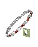 Hochfestes magnetisches Edelstahlarmband, magnetisches Armband mit hoher Imitation Edelstein, modisches Damenarmband aus Edelstahl (Red)
