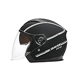 LIONCIANO Motorradhelm Mit Doppelvisier, Jet-Helm für Roller, Scooter, Moped, Mofa, Chopper - Retro Vespa Vintage (Matt-Schwarz)