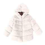 Mädchen Mantel Winterjacke Kunstpelz Warm Soild Jacke Fellmantel mit Kapuze Kinder Einfarbig Wintermantel Fleece Steppjacke Kapuzen Kleinkind Lang Coat Herbst Winter (White, 12-24 Months)