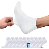 TUUHAW Sneaker Socken Herren 47-50 Damen Sneakersocken Sportsocken Halbsocken Kurze Atmungsaktive Baumwolle Socken Weiß Laufsocken 10paar