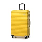 WITTCHEN Reisekoffer Groß Rollkoffer Trolley Großer Koffer Check-In Gepäck Hartschale aus ABS mit 4 Spinner-Rollen Zahlenschloss Teleskopgriff Groove Line Größe L gelb