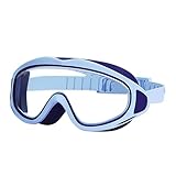 Generisch Schwimmbrille Kinder, KinderSchwimmbrille 4-12, Schwimmbrille Schnorchelmaske, Jahre Großes Objektiv Anti Fog, Wasserdicht, Verstellbare Schwimmbrillen für Kinder, Mädchen, Jungen (Blau)