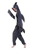 dressfan Tier Hai Kostüm Hai Jumpsuits Hai Pyjamas Cosplay Kostüm Weihnachten Halloween Schlafanzug für Unisex Erwachsene Jugendliche Grau XXL