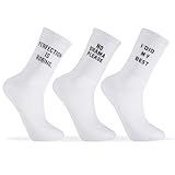 Yamitora 3 Paar lustige Socken Damen Herren 38-42 Sportsocken Baumwolle Socken tennissocken Antirutsch Socken Spruch Beiläufige Socken Hip Hop Weiß lustige Socken Geschenke für Männer und Frauen