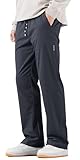 FEOYA Winterhose Herren Winter Fleece Warme Hose Männer Winddicht Jogginghose Outdoor Skihose Thermo Gefütterte Hosen Softshellhose mit Taschen und Kordelzug Tiefgrau XL