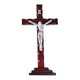 Fxzqgnh Holzkreuz für Die, Religiöse Kunst, Jesus Skulptur, Jesus Kruzifix für Ostern, Büro, Thanksgiving, Weißer Jesus34x17.5cm