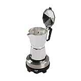 WDRENTOOL Espressomaschine mit Elektrische Heizplatte, 500W Espressokocher Aluminium Espressomaschinen Mokkakanne für Gasherd, Elektroherd, Keramikocher und Campingkocher (3 Tassen)