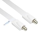 Good Connections® SAT Tür-/Fensterdurchführung - High-Quality, extrem flach - F-Kupplung an F-Kupplung - Gesamtlänge inkl. Stecker 53,5 cm, flexible Länge 44,5 cm - weiß