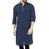 Midiskye Gebetskleidung Für Männer Kaftan Herren Langarm Sommer Abaya Thobe Muslim Kleid V-Ausschnitt Leinenhemd Nachthemd Kandoura Saudi Stil Robe Hajj-Kleidung Freizeitkleidung