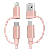 Basesailor Typ C Ladekabel für CarPlay und Android Auto,4 in 1 Multi USBC Kabel 1M,Universal Schnellladekabel mit USB A Adapter für Car KFZ Zigarettenanzünder Zigarettenstecker,Apple Car iPhone 17