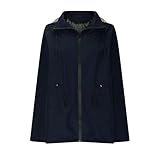 Generisch Regenparka Damen,Wasserdicht Atmungsaktiv Softshelljacke Einfarbig Regenmantel Packbare mit Kapuze ​Windjacke Wandern Regenjacken Wanderjacke für Frühling Sommer und Herbst