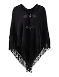 Ferand Damen Poncho Locker sitzender Cape Schal mit offener Vorderseite für Herbst und Winter - One Size - Schwarz