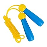 QSTDGVPW Springseil für Kinder mit Holzgriff, Verstellbares Springseil für Partys, Outdoor Workout, Gelbes Seil