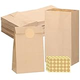 woric 50 Stück Papiertüten Braun, 22x12x7cm Kraftpapiertüten Geschenktüten Klein DIY Tüten zum Befüllen für Hochzeit Candy bar Kindergeburtstag Adventskalender Weihnachten