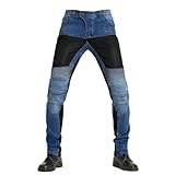 Motorradhose Für Männer Und Frauen, Motorrad Jeans Herren mit Protektoren Sportliche Motorrad Rider Hose Mit Protektoren Motorradhose (Blue,XXL)