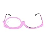 Make Up Schminkbrille mit klappbaren Brillenglas, Lesebrillen Damen Schminkbrille, Make up Brille,Schminkbrille Make up Brille Lesebrille Presbyopie,Makeup Lesebrille Vergrößern Flip,+2,0,Rosa