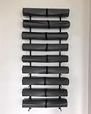 Yogamatten-Aufbewahrungsständer, Yogamattenhalter, Yogamattenhalter, schwarzer Yogamatten-Organizer aus Metall, platzsparend, Wandhalterung, Aufbewahrungsregal für Trainingsmatte/Schaumstoff