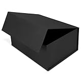 Verpackungswelt Geschenk-Box mit Deckel | 45 x 35 x 20 cm | Geschenk-Karton mit Magnet-Verschluss | Perfekt für Geburtstag, Hochzeit, Weihnachten, Geburt | Geschenk-Verpackung in Schwarz Natur