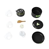 CUTULAMO Pans Pot Mess Kit, Camping-Topf-Set Aluminiumoxid eloxierter grüner Griff für Picknick