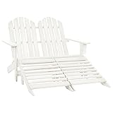 Adirondack Stuhl Sonnenliege Set 2-Sitzer Garten mit Ottomane Zwei Liegen Outdoor Holz Terrassenmöbel Tannenholz Weiß