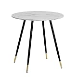 KADIMA DESIGN Esszimmertisch 75x75x76 cm Marmor-Optik Weiß Esstisch Modern, Küchentisch mit Metallbeinen, Kleiner Speisetisch Esszimmer Rund