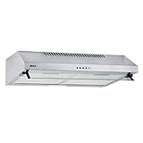 NEG Dunstabzugshaube 60cm NEG15-AT mit Doppelmotor, für Umluft und Abluft, leistungsstarke und leise Unterbauhaube, LED Beleuchtung, in Edelstahl Silber, eckige Front, modernes Design