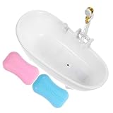 HOOTNEE 1 Set Mini Badeplatte Rollenbadezimmer Badespielzeug Puppenhaus Badewannen Zubehör Duschbadewanne Kleinkind Badespielzeug Badewanne Für Puppenhaus Mini Badewannen Modell