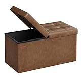 SONGMICS Sitzbank, faltbar, Sitztruhe, 89 Liter Fassungsvermögen, bis 300 kg belastbar, 38 x 76 x 38 cm, kaffeebraun LSF045K01