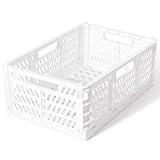Romon Klappboxen Faltbar Stabil mit Soft-Touch Griffen, 43 x 29 x 17 cm, Groß Faltbar Stabil Klappkiste Plastik, Faltbar Stabil Aufbewahrungskiste Kunststoff Klappkorb für Küche/Kinderzimmer/Büro