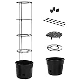 SXJEQOC Hochbeet Tomatentopf mit Rankgitter Anthrazit Ø39x150cm UV-beständiger Pflanzkübel aus Polypropylen für Garten Balkon Terrasse Gemüsebeet Kräuterbeet