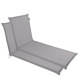 LILENO HOME Sonnenliege Auflage als [2er Set - Rollliege] in Grau - Gartenliegen Auflage perfekt für Strandliege - Polster Auflage für Gartenliege (188x60x5cm) MIA