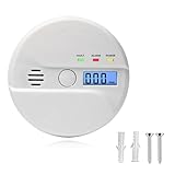 CO-Melder mit elektrochemischem Sensor, Weißer CO-Detektor mit 2 Jahren Lebensdauer - Batteriebetrieben (2xAA), Temperaturbereich 0-50°C, inkl. Montagekleber Kohlenmonoxid Melder