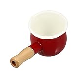 BESTOYARD 1 Stück Milchkännchen aus Emaille Kochen klein Nicht -STiCK Küchenkochgeschirr Mini pfannenwender Kochgeschirr aus Emaille japanisches Kochgeschirr Holz rot