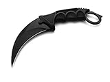 KS-11 19cm Black CS-GO Counter-Strike Honshu Karambit - Tiger-Tooth - Real Fighter - Full-Tang Freehand Messer - Jagd - Survival - Outdoor - Kampfmesser Messer schwarz
