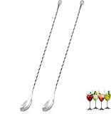 cocktail löffel,Barlöffel,cocktail löffel lang,lange löffel,Cocktail-Mischlöffel aus Edelstahl,Cocktail Rührer für Kaffee, Bar, Martinis, Cocktail Shaker (2Stück,Silber)