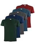 ALPIDEX Herren T-Shirts 5er Set Rundhals einfarbig S M L XL XXL 3XL 4XL 5XL, Größe:XXXL, Farbe:Earth