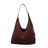 GUTERTOP Suede Tote Bag, Hobo Beuteltasche Damen, Vintage Wildleder Handtaschen für Arbeiten Schule Reisen