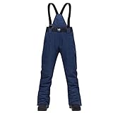 Skihose für Herren – wasserdichte Herrenhose, warme Fleece-gefütterte Ski-Schneehose, isolierte und schneefeste Hose, abnehmbare Hosenträger – zum Skifahren, Snowboarden, navy, M