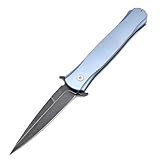 Klappmesser 9' schmale taschenmesser aus knopfdruck & stahl Alu, Outdoor Edc Messer Survival Jagdmesser slim, leicht blau, tragbare camping messer, Scharfes Einhandmesser mit Clip, Geschenk für Männer