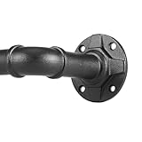 Schwarz Gardinenstange Industrial Ausziehbar Metall, Industrielle Vorhangstange Wandmontage und Deckenmontage, Gardinenstang für Verdunkelungsvorhänge, Ausziehbare Gardinenstangen 88-266cm. (88-266CM)