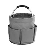 WENKO Universal Reinigungs-Caddy, Faltbarer Organizer für Haus und Garten mit 6 Fächern für Geräte, Werkzeug, Putzutensilien, Ø 28 x 26,5 cm, Anthrazit